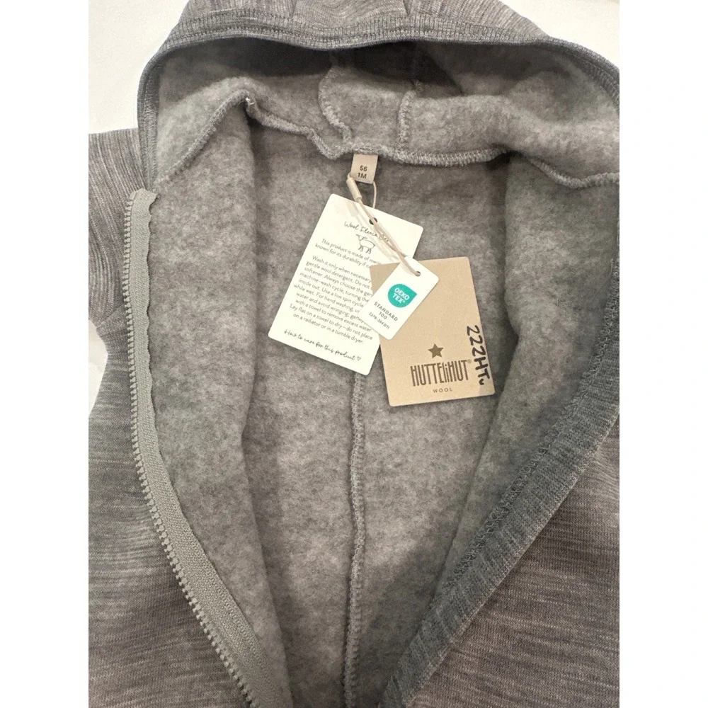 Huttelihut Wool Fleece Pram Suit Hooded Bunting Grey NEW 0-3m 480997